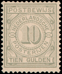 PW7, 10gld grijs Postbewijszegel, postfris, lichte originele ...