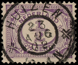 Grootrondstempel Huizen op 50, ½ct lila, bijna 100% afdruk