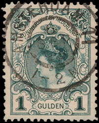 Grootrondstempel Amsterdam 11 op 49, 1 gld. blauwgroen Kroningsgulden