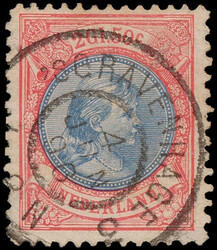 Grootrondstempel 's Gravenhage 3 op 47, 2½gld. rood en blauw