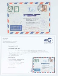 Antillen, P45 en P46, 2½ en 5ct groen Port op envelop, cert. ...