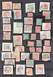 NEDERLAND GROOTRONDSTEMPELS, kavel met ruim 40 betere trajectstempels ...