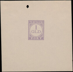 P32, 1gld lila ongetande Kleurproef op dun gegomd papier in de ...