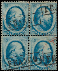 4AB4/6AB4, 5ct t/m 15ct, in gebruikte blokken van vier, 5 en 10ct ...