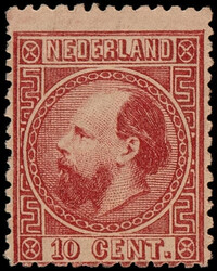 8IIC, 10ct karmijnrood Kt.13½ kl.g. type II, postfris met volledige ...