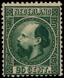 10IIC, 20ct donkergroen Kt.13½ kl.g. type II, postfris met volledige ...