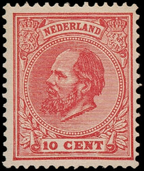 21G, 10ct rood Kt.13½:13¼ gr.g., postfris met volledige originele ...
