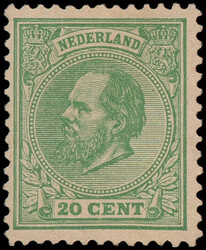 24H, 20ct groen Kt.12½:12 gr.g., postfris met volledige originele ...