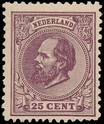 26D, 25ct donkerviolet Kt.12½:12 kl.g., postfris met volledige ...
