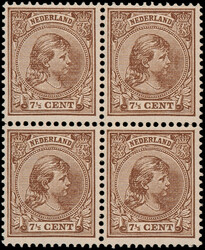 36dB4, 7½ct bruin, in luxe postfris blok van vier (NVPH €400++)