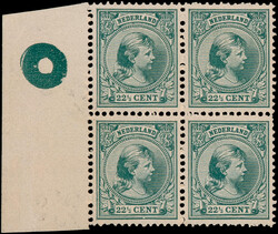 41dB4, 22½ct zwartgroen, in luxe ongebruikt blok van vier waarin de ...