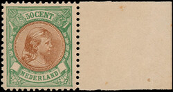 45B, 50ct donkergroen en bruin Lt.11½x11, postfris, miniem bruin ...