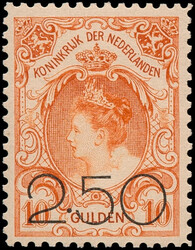 104/105, 2,50 op 10gld oranje (80+101), postfris, pracht ex., cert. ...