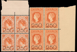 104/105, 2,50 op 10gld oranje (80+101), in luxe postfrisse blokken ...