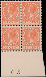 136/138, Tentoonstelling 1924, in postfrisse blokken van vier, pracht ...