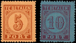 P1A/P2A, 5ct bruin op oranje en 10ct karmijn op blauw, postfris, ...