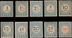 P3/P12, 1ct t/m 1gld lichtblauw, postfris, pracht/luxe ex., zelden ...