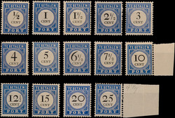 P13/P26, ½ct t/m 25ct donkerblauw, complete postfrisse serie, pracht ...