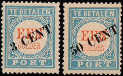 P27/P28, 3 cent en 50 cent op 1gld lichtblauw, postfris, pracht ex., ...