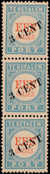 27III/27feIII/27I, 3 cent op 1gld lichtblauw, verticale postfrisse ...