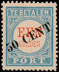P28III, 50 cent op 1gld lichtblauw, postfris, pracht ex. (NVPH €650)