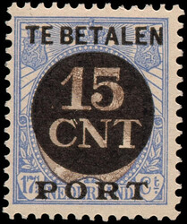 PV2A, 15CNT op 17½ct ultramarijn en bruin Kt.12½, postfris, zeer ...