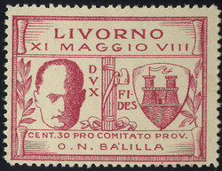 1930, Livorno, 30 Cent. rosa lilla, minimi difetti (S. 1 / 375,-)