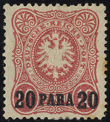 1884, 20 PA auf 10 Pf, rechte Zahnspitzen Rost, Mi. 2Automatically ...