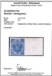 1895, Buchdruck, Bogenprobe, 10 Kr. blau, hellere Farbe, rechtes ...