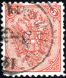 1895, Buchdruck, 5 Kr. ziegelrot, Platte III, LZ 10 1/2, waagrechter ...