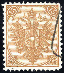 1879, Steindruck, 15 Kr. braun, LZ 12¾:12, geprüft Goller (Mi. ...
