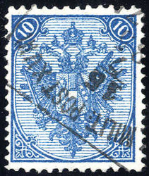 1879, Steindruck, 10 Kr. blau, LZ 12:13, geprüft Goller (Mi. 5Ia - ...