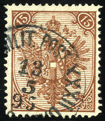 1883, Steindruck, 15 Kr. braun, LZ 13 1/4 , Kurzbefund Goller (Mi. ...