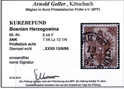 1883, Steindruck, 15 Kr. braun, LZ 13 1/4 , Kurzbefund Goller (Mi. ...