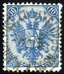 1879, Steindruck, 10 Kr. blau, LZ 12:12¾, gepr. Goller (Mi. 5I - ...