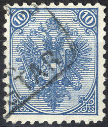 1895, Buchdruck, 10 Kr. blau, LZ 10 1/2, "Kreuzchentype", (Mi. ...