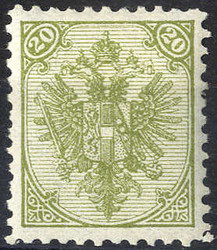 1895, Buchdruck, 20 Kr. oliv, LZ 10 1/2, (Mi. 8IIA- ANK 8II / 32 ...