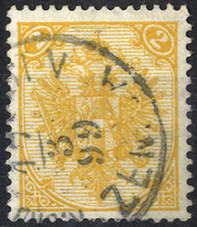 1895, Buchdruck, 2 Kr. gelb, K 13:12 1/2, geprüft Goller, (Mi. 2IID- ...