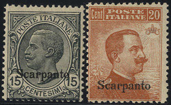 1921/22, Scarpanto, 2 val. (U. + S. 10-11 / 114,-)