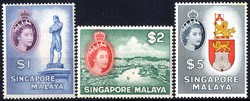 1956, Mi. 40-42 / 58,- SG 50-52, 5 $ rust stains