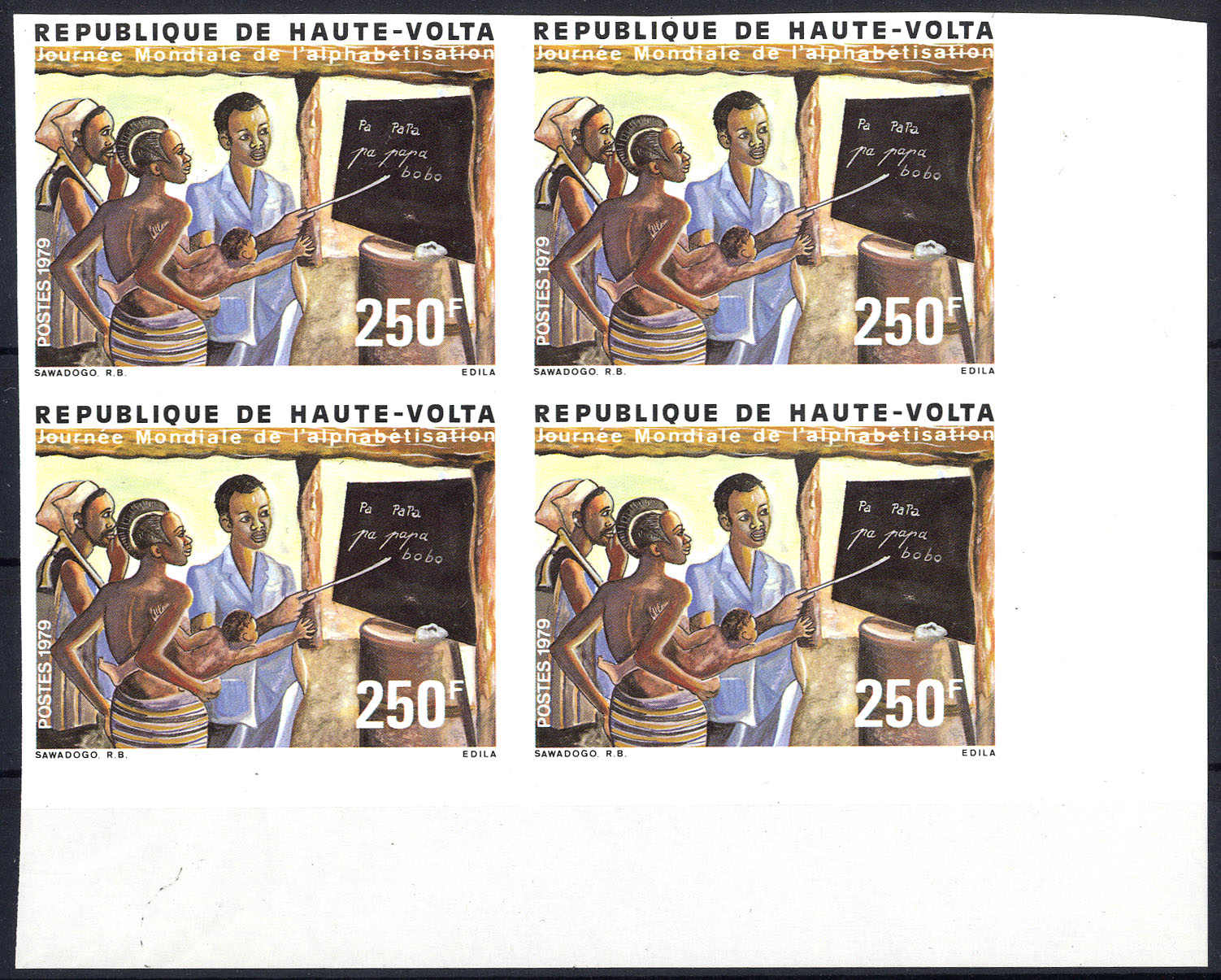 1979, Kampf dem Analphetismus, 250 Fr. ungezähnte Druckprobe, ...