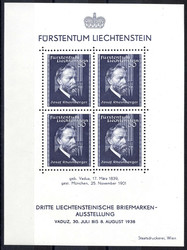 1936, Briefmarkenaustellung Vaduz, signiert Bolaffi, Mi. Bl ...