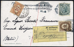 1902, "Roveredo", Schraffenstempel auf Ansichtskarte vom 11.5.02 nach ...