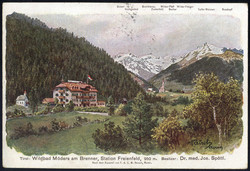 1908, Reisch-Karte Wildbad Möders am Brenner mit Stempel ...