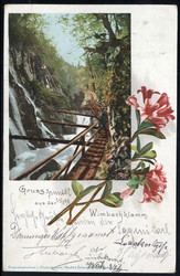 1899, "BRUNECK" Einringstempel auf "Gruss aus der Wimbachklamm" Karte ...