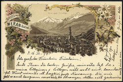 1898, "TERLAN" Einringstempel auf "Gruss aus Meran" Karte vom 16.3.98 ...
