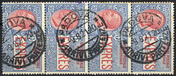 1908, Espressi, 30 Cent. azzurro e rosso, striscia verticale di ...