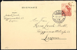 1943, Kartenbrief 20 Rp braunrot, von Vaduz am 8.1. nach Luzern, ...