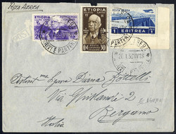 1938, Lettera da Addis Abeba 20.1.1938 per Bergamo affrancata per 1 ...