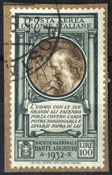 1932, Dante, 100 Lire posta aerea, usato su frammento (Sass. A14)